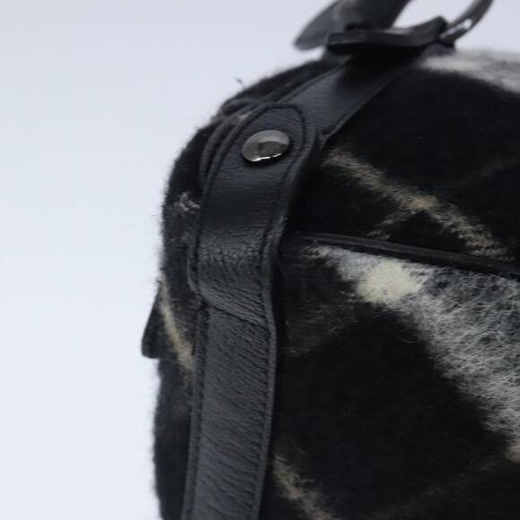 Burberry Nova Check Blue Label Shoulder Bag Wool Leather Black - Picture 15 of 16